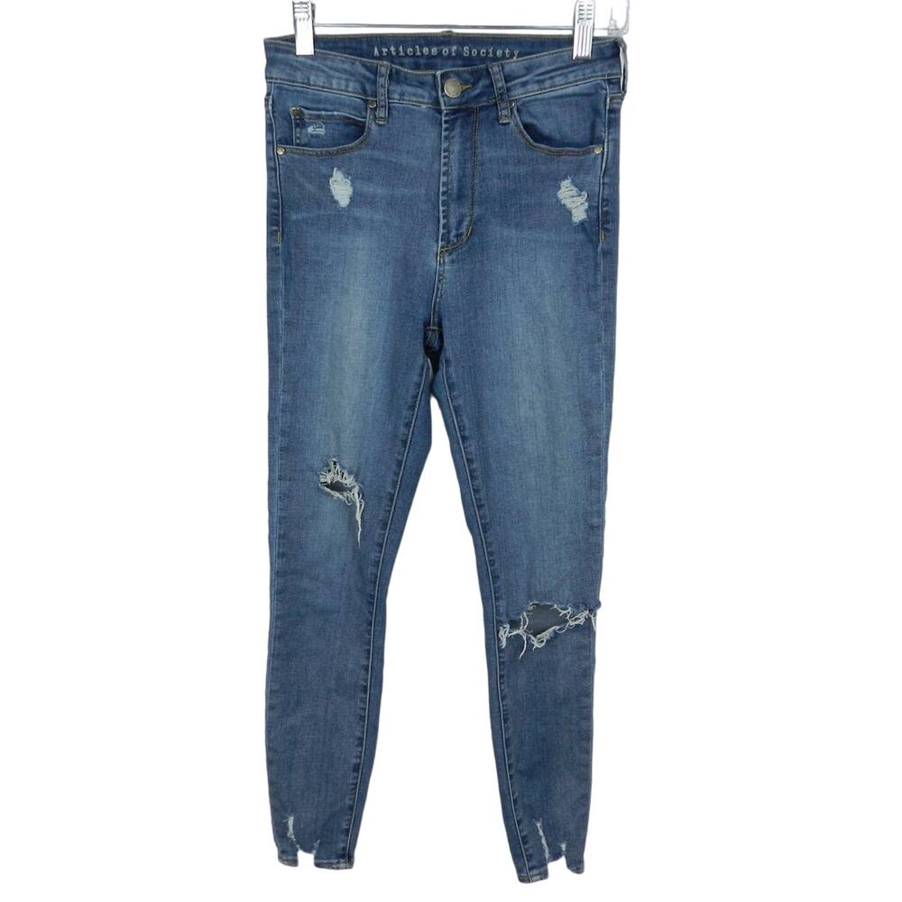 Articles of Society Skinny Jeans Size 26 Distressed Chewed‎ Hem Biker Cowgirl